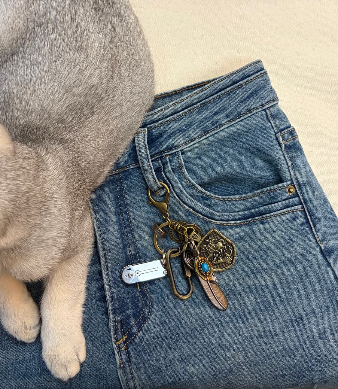 터키석 & 실드 빈티지 키링 상품이미지1