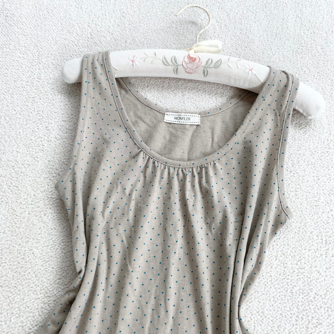 도트 레이어드 ♥ 베이지x청록 도트 나시 상품이미지2