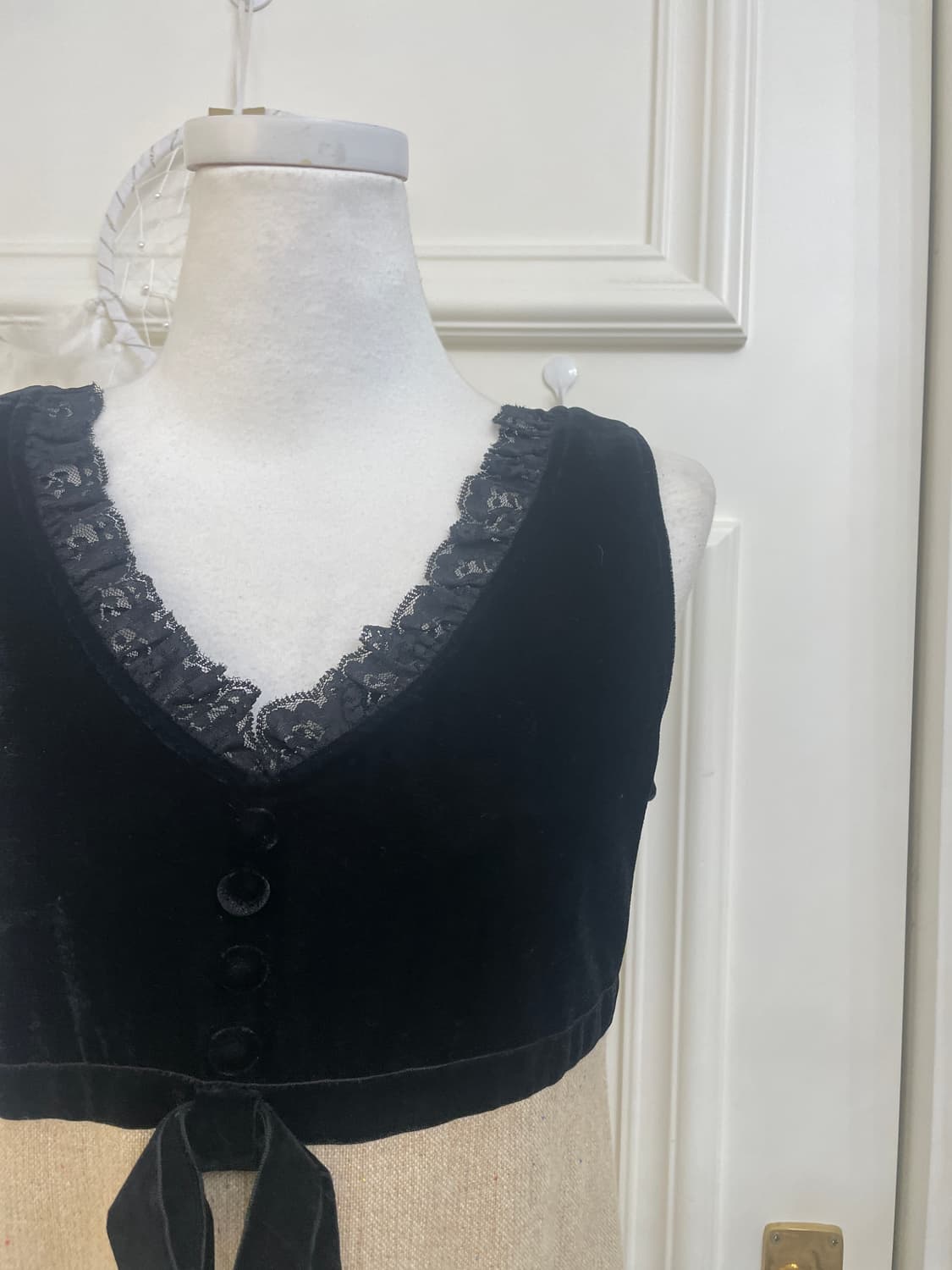 black velvet lace beige tweed bow point 상품이미지7