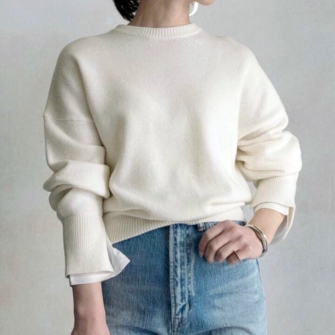 페이퍼문(PAPER MOON) 캐시울 셔츠소매 니트 프리사이즈 새상품 상품이미지1