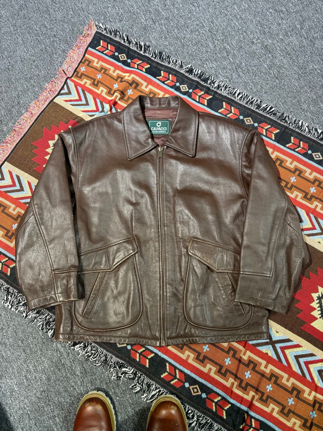 빈티지 소가죽100% 레더 자켓 상품이미지1