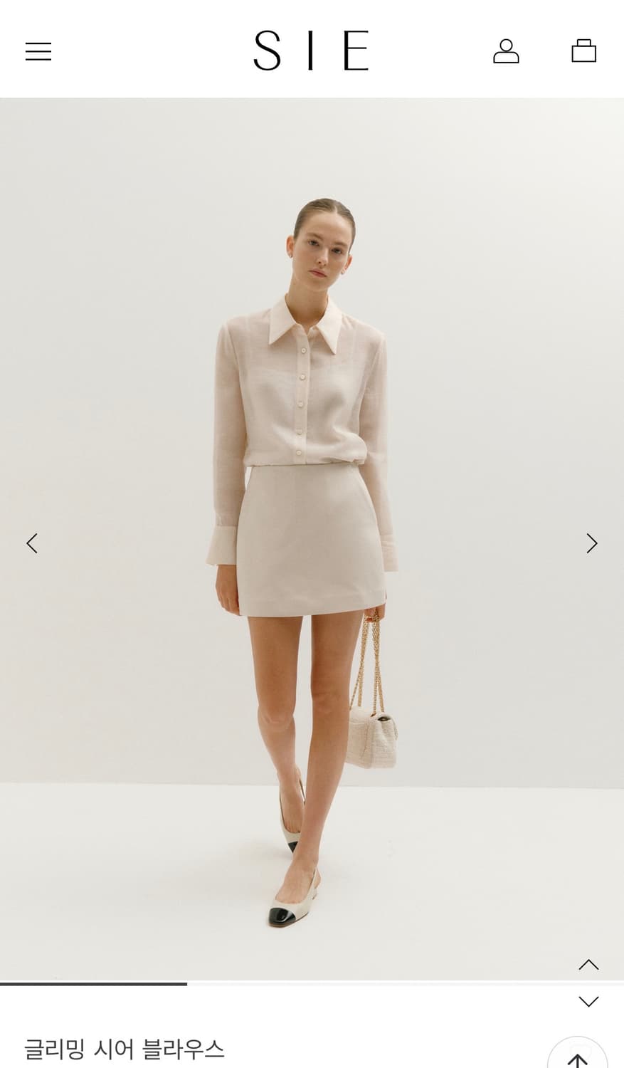 (새상품)(S) SIE 시에 글리밍 시어 블라우스[밀키 블루] 판매 상품이미지3