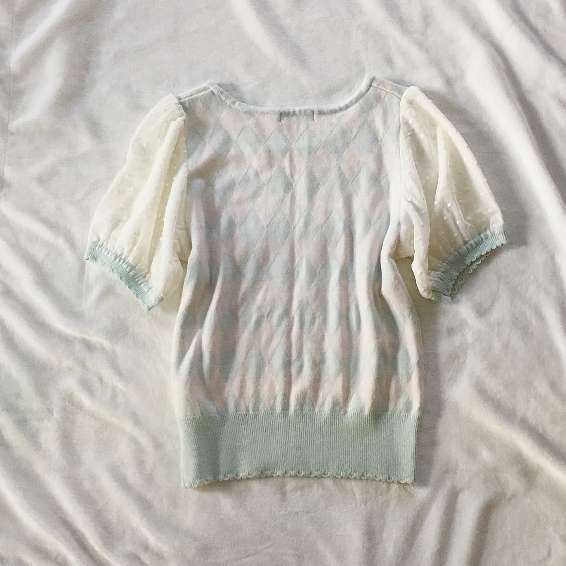 민트핑크 아가일 니트 로걀탑 히메갸루 유일매물 상품이미지6