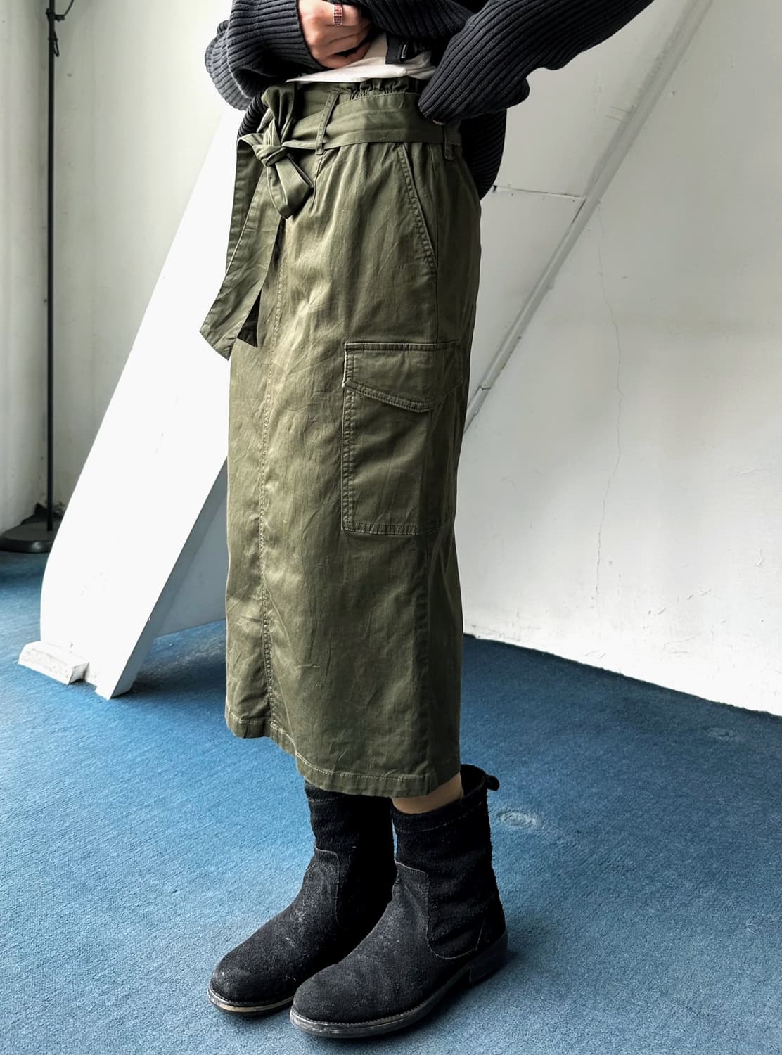 Cotton blend cargo design mid skirt 상품이미지8