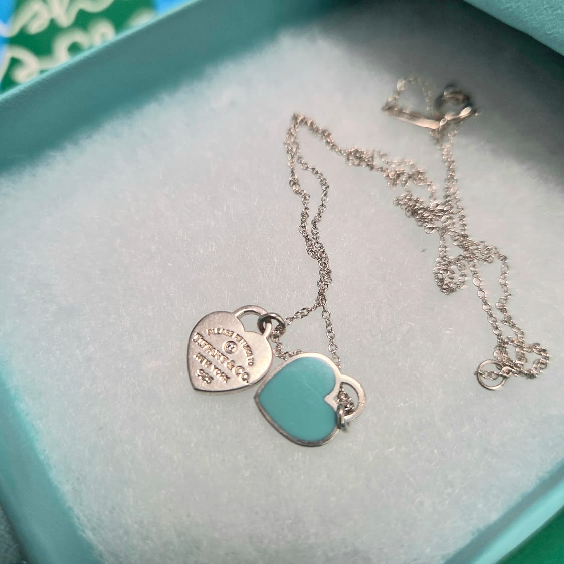 TIFFANY&Co. 티파니앤코 정품 매장71만원 다이아 더블하트 목걸이 상품이미지4