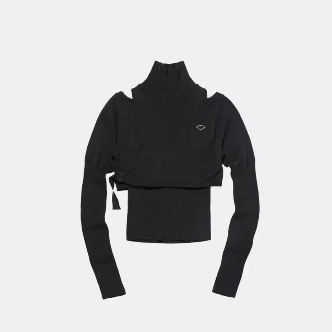 미스치프 오버랩 니트 탑 블랙 상품이미지1