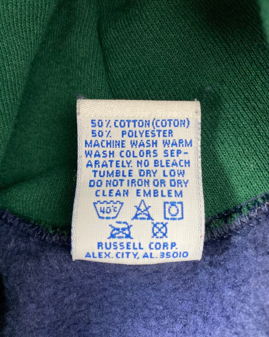 90s Russell Hoodie (navy/green) 상품이미지4