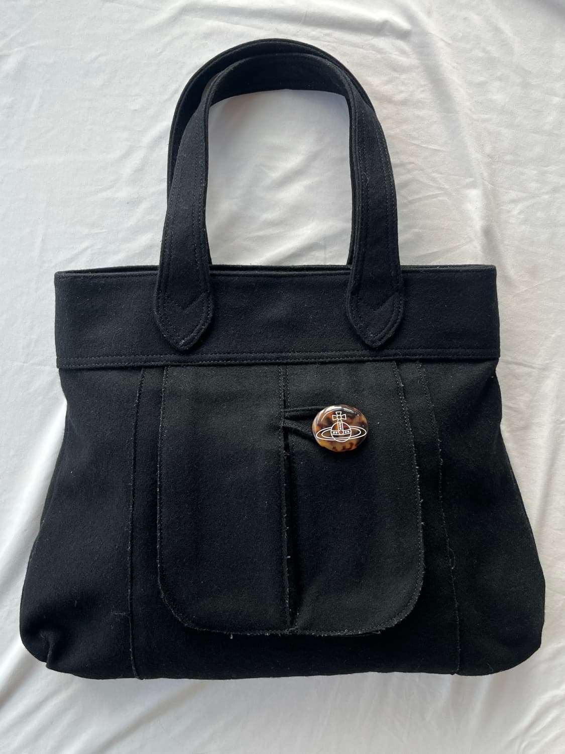 (유일매물) 비비안 웨스트우드 오브 로고 버튼 모직 토트 백 핸드 백 상품이미지5