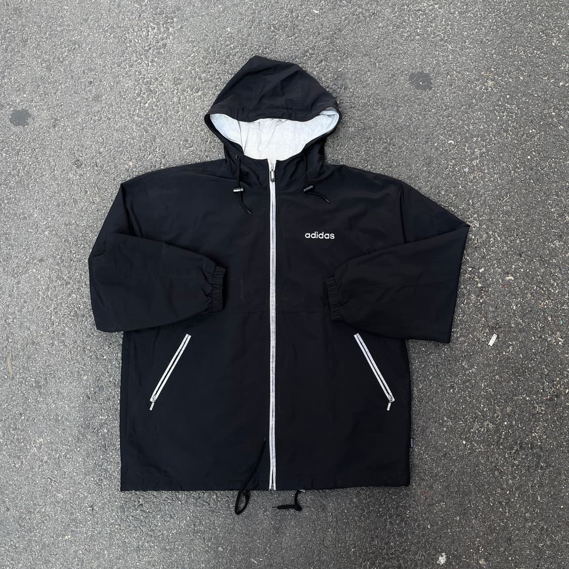 90s 아디다스 코리아 빅로고 올드스쿨 후드 바람막이 트랙자켓 L XL 상품이미지2
