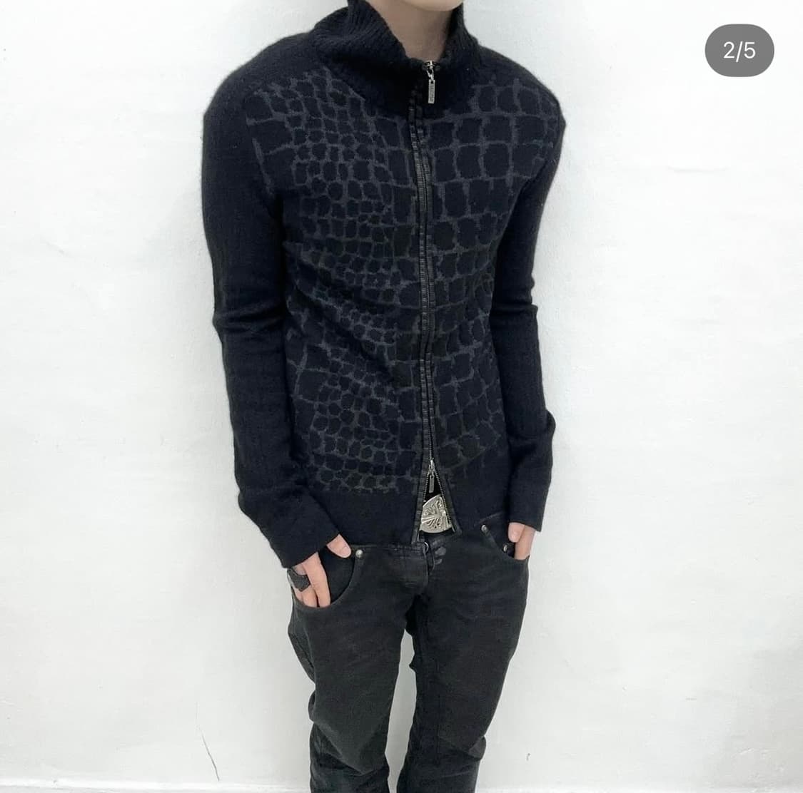 "Python pattern knit zip jacket" 상품이미지1