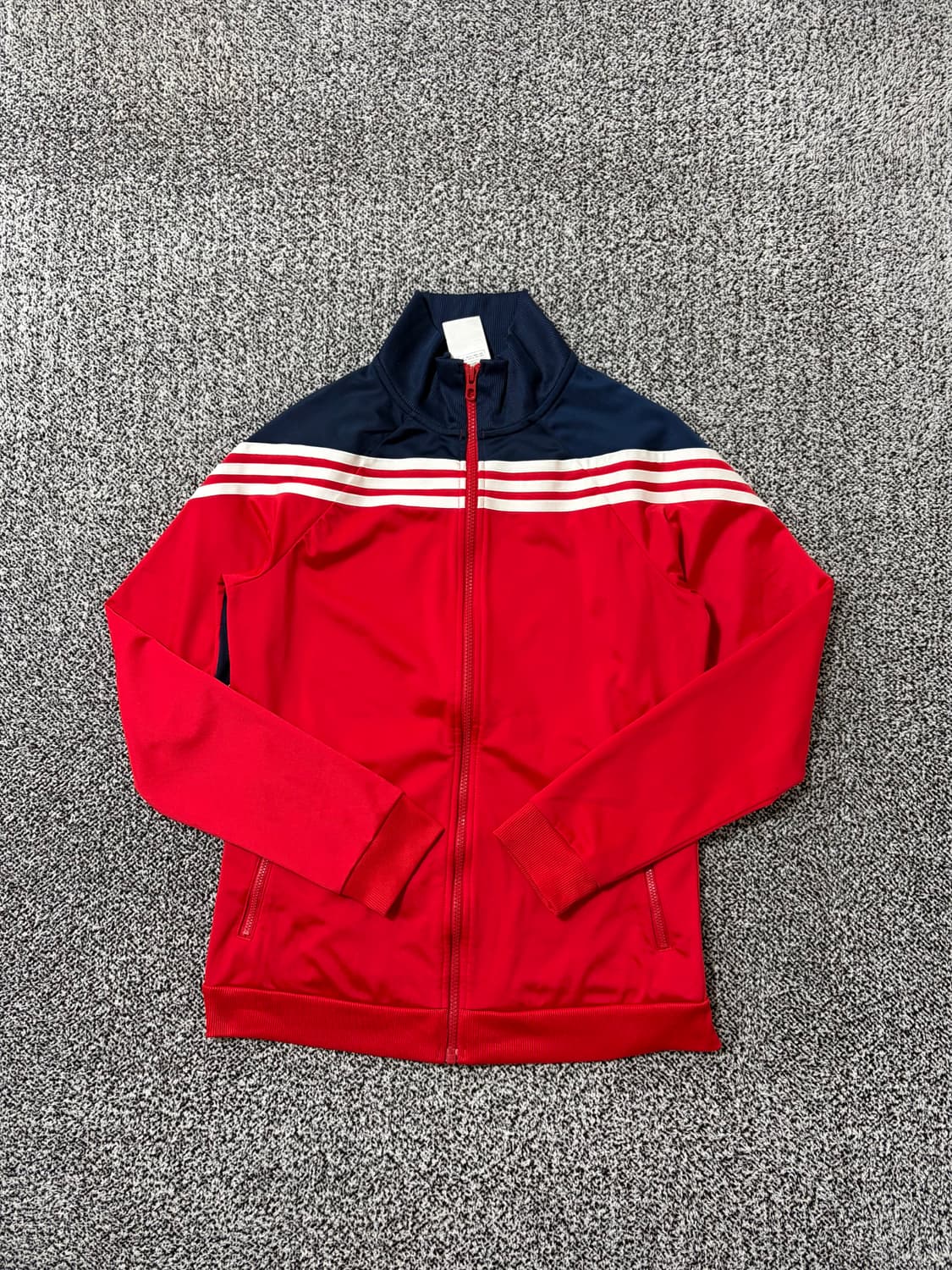 빈티지9. (3.1절 할인!) 아디다스 배색 라인 져지 레드 네이비 자켓 상품이미지1
