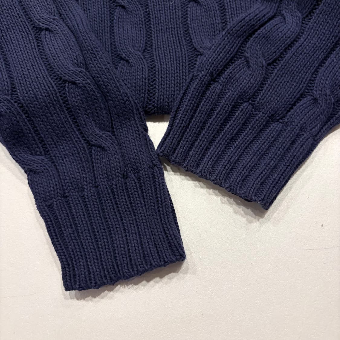 [S] 22s 폴로 랄프로렌 피마코튼 케이블 브이넥 니트 네이비 C789 상품이미지6