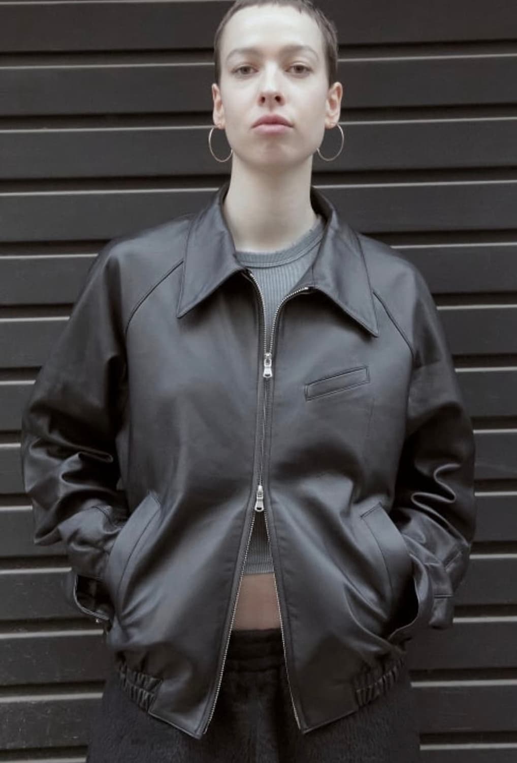 Mudule Appendix 레더 블루종 2사이즈 블랙 상품이미지1