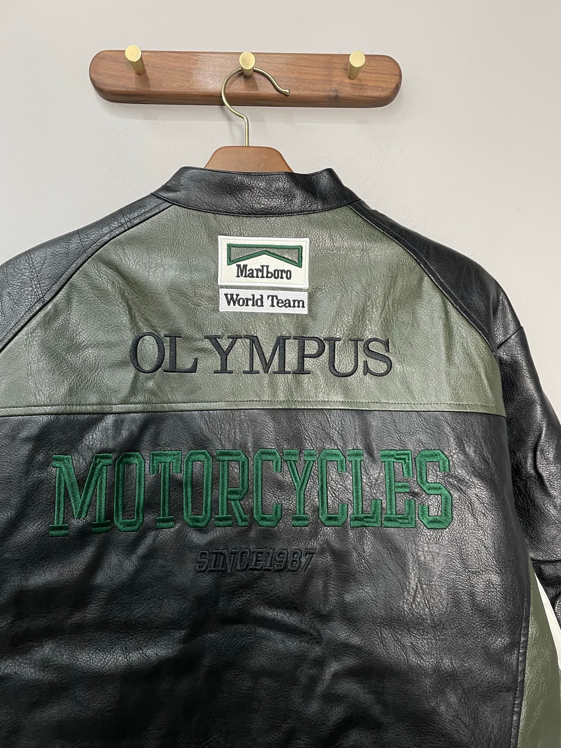 페라리 말보로 패치워크 그린 레더 레이싱 자켓 H1843 상품이미지7