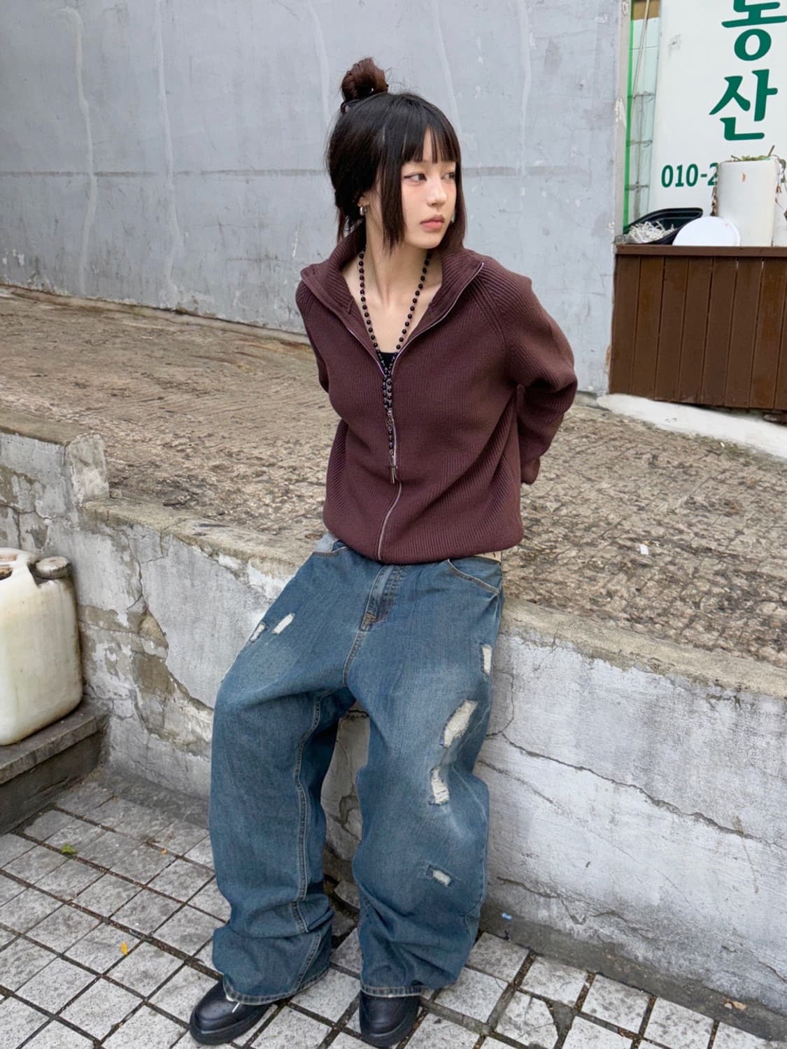 *Pre order [unisex] 코지무드 하이넥 투웨이 니트집업(2c 상품이미지1