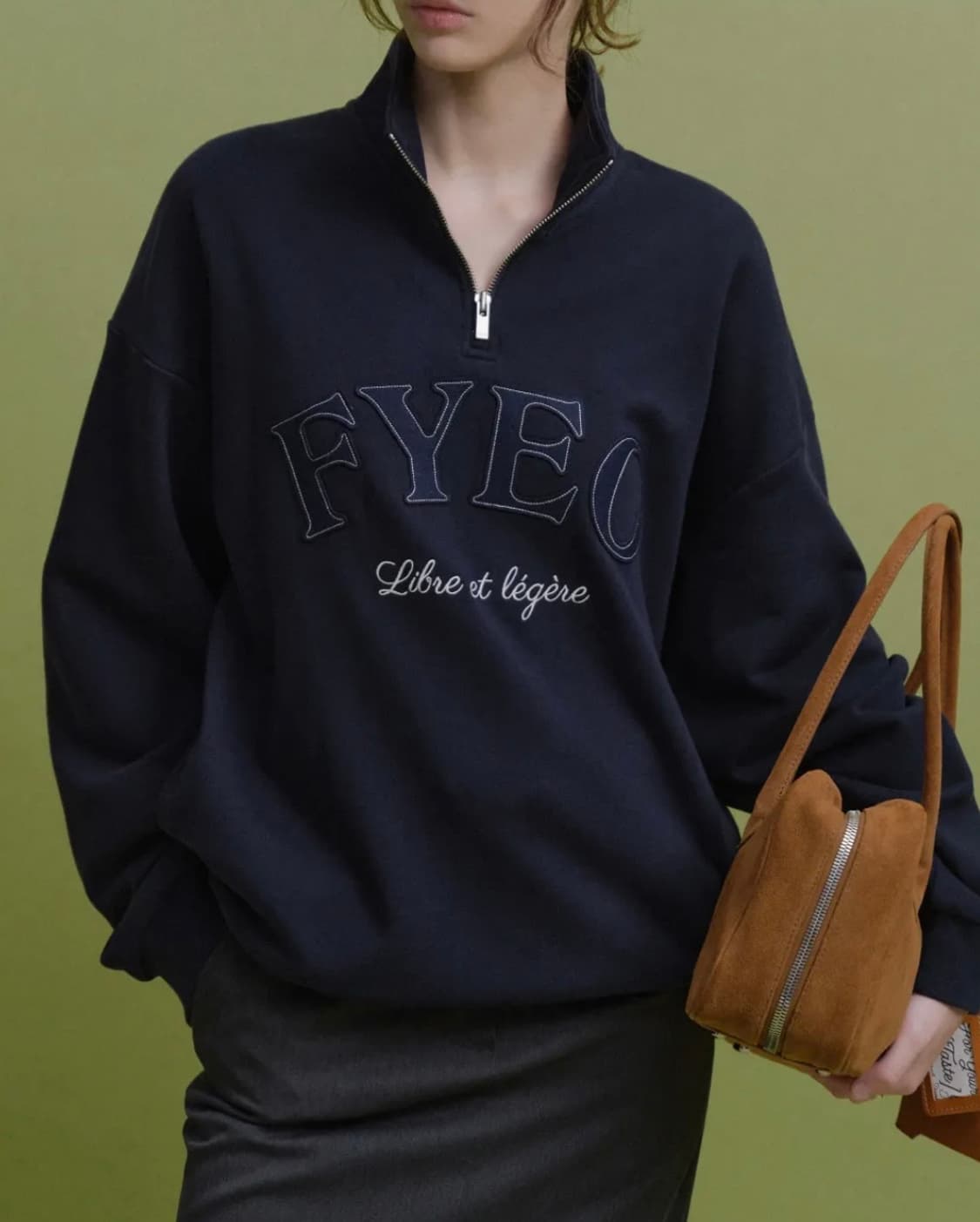 포유어아이즈온리(포유온) FYEO 에센셜 로고 하프집업 딥네이비 M 상품이미지2