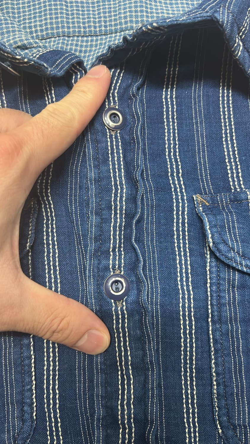 RRL 더블페이스 인디고 스트라이프 워크 셔츠 M 상품이미지2