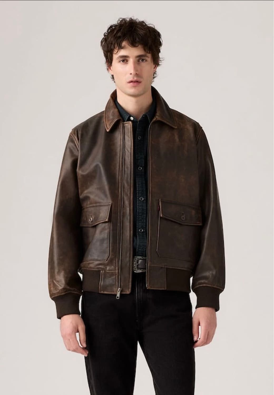 리바이스 클레이튼 레더 에비에이터 A-2 자켓 (브라운 / M) 상품이미지3