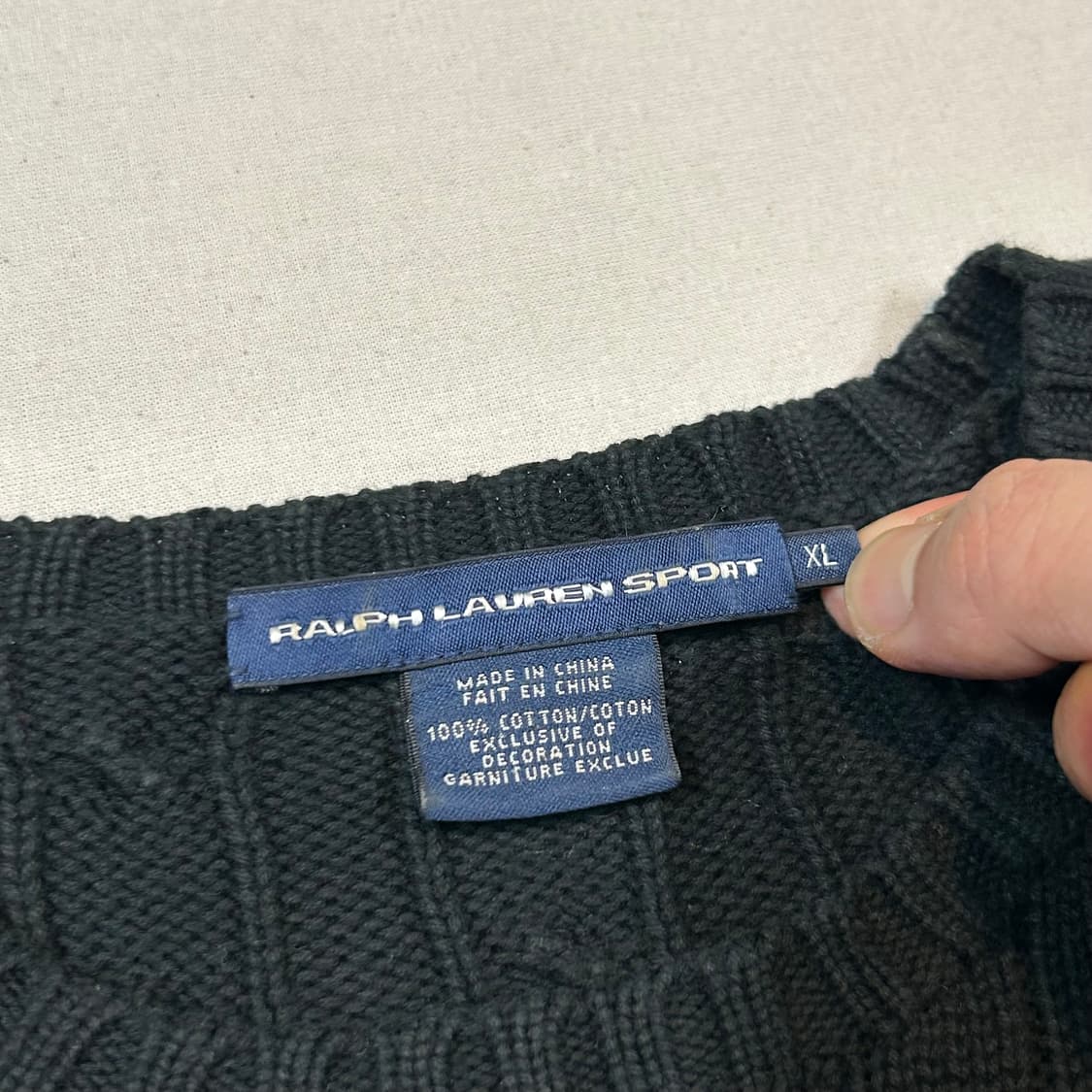 XL) 폴로 랄프로렌 꽈배기 케이블 반팔 니트 블랙 상품이미지6