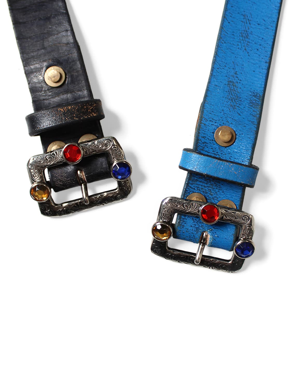 캐피탈 오일드 레더 스터드 디스코 버클 벨트 블랙 EK-1287 상품이미지2