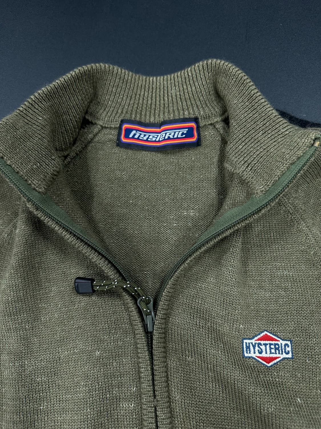 히스테릭글래머 로고 자수 카키 니트 집업 상품이미지5