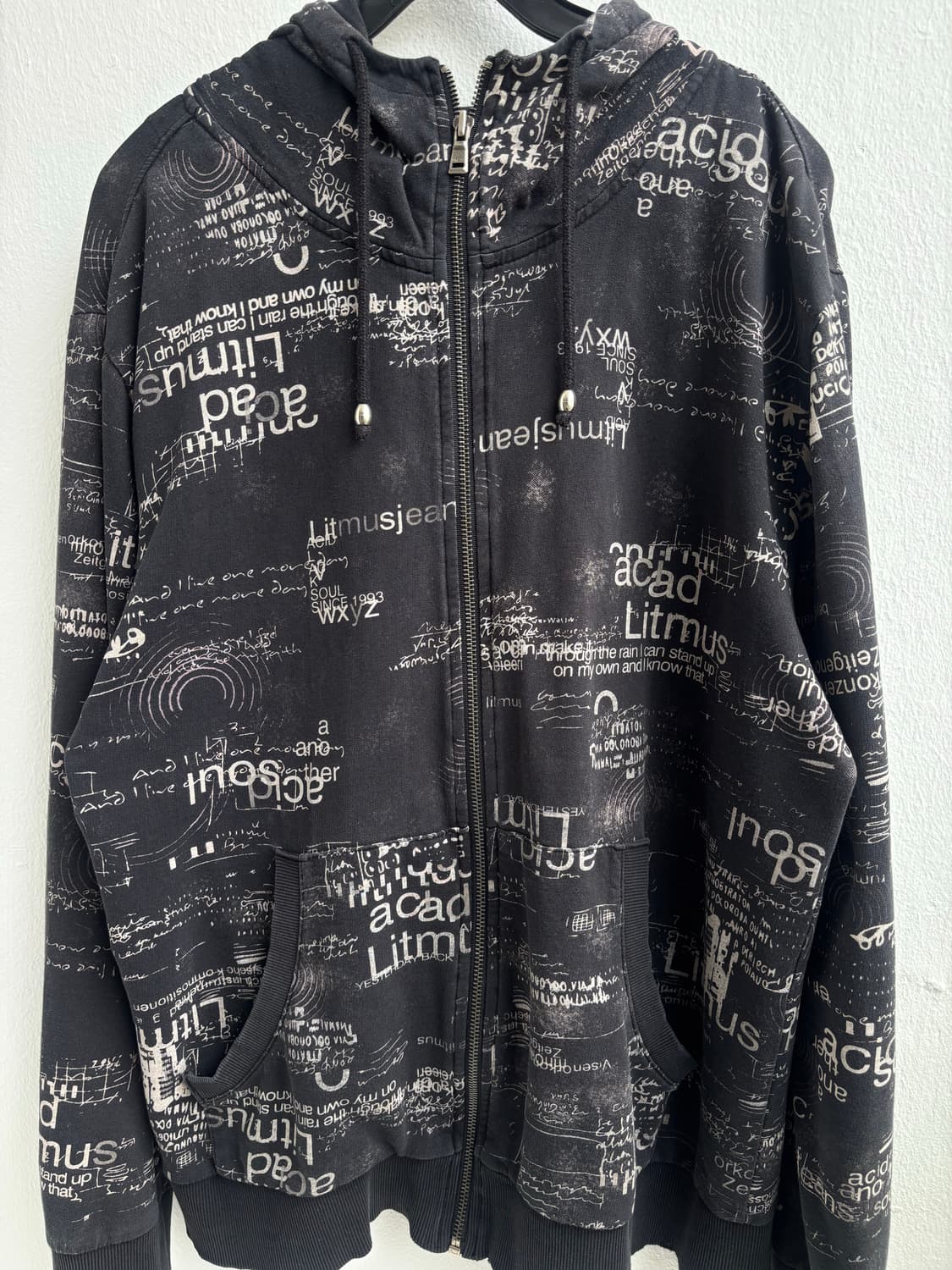 Vintage Typography Print Hood Zip-Up 상품이미지5