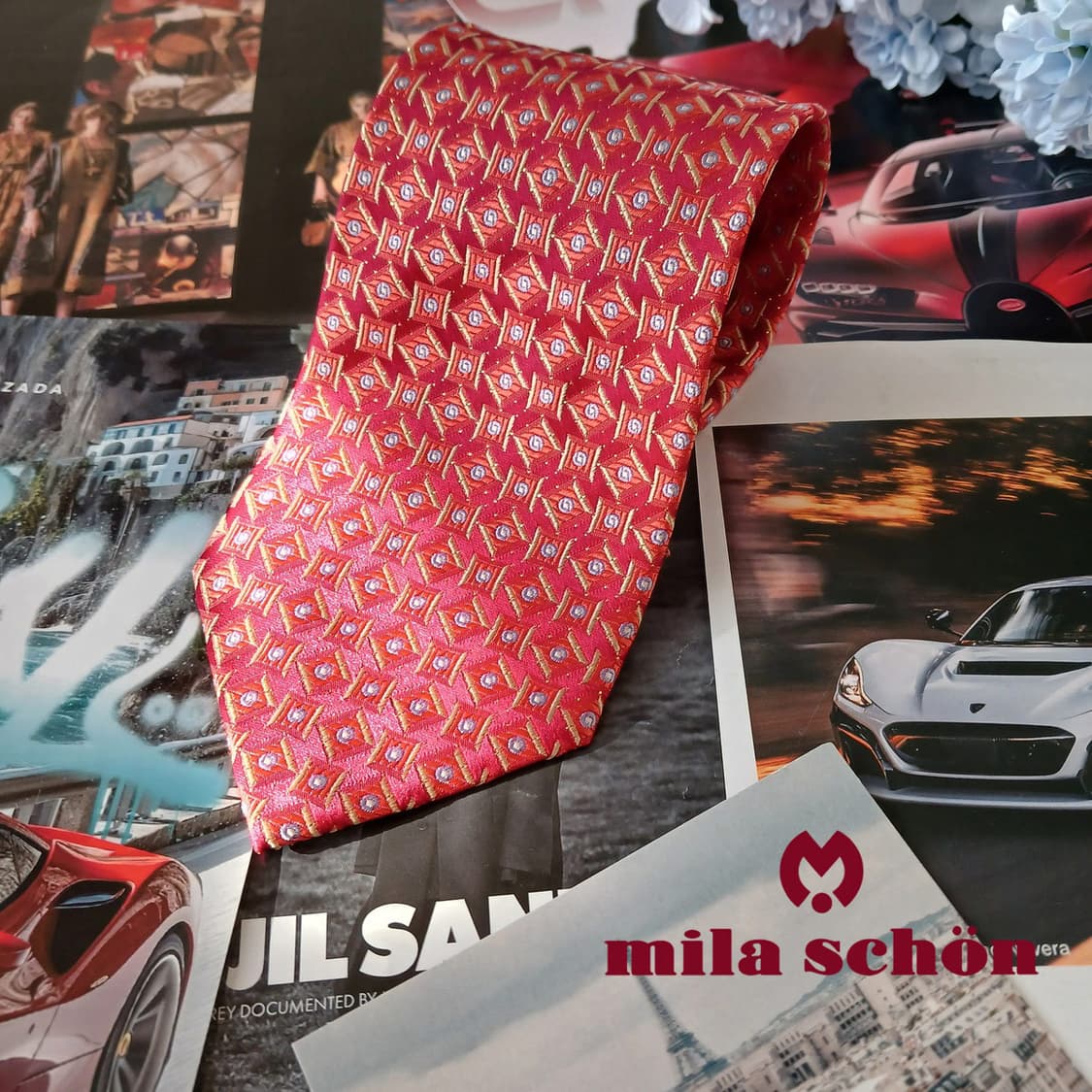 밀라숀 실크 레드 자수 패턴 넥타이 9.2cm A+등급 A19402
 상품이미지2