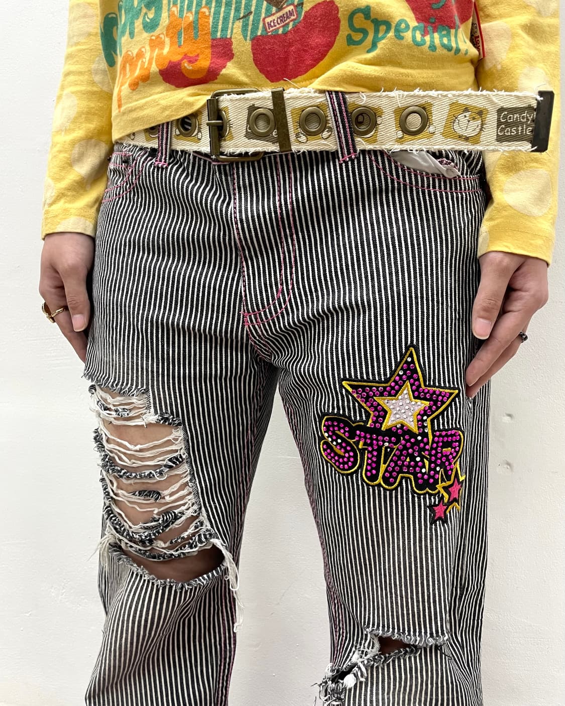 Retro-star cubic striped pants 상품이미지3