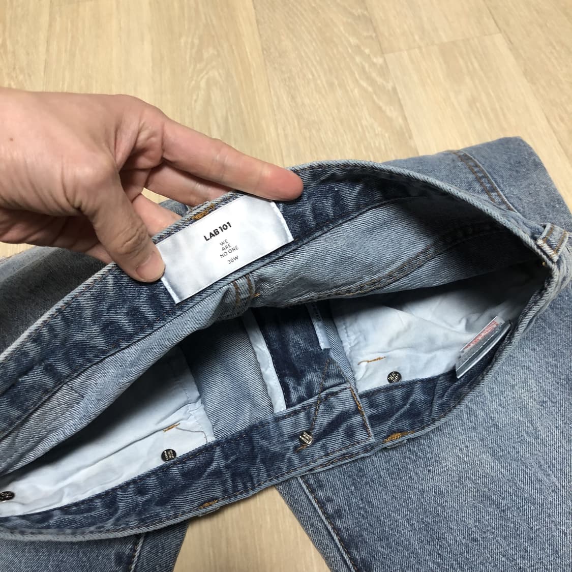 (30) 랩원오원 LAB101 베이직 브러쉬 워싱 스트레이트 데님 팬츠 상품이미지4