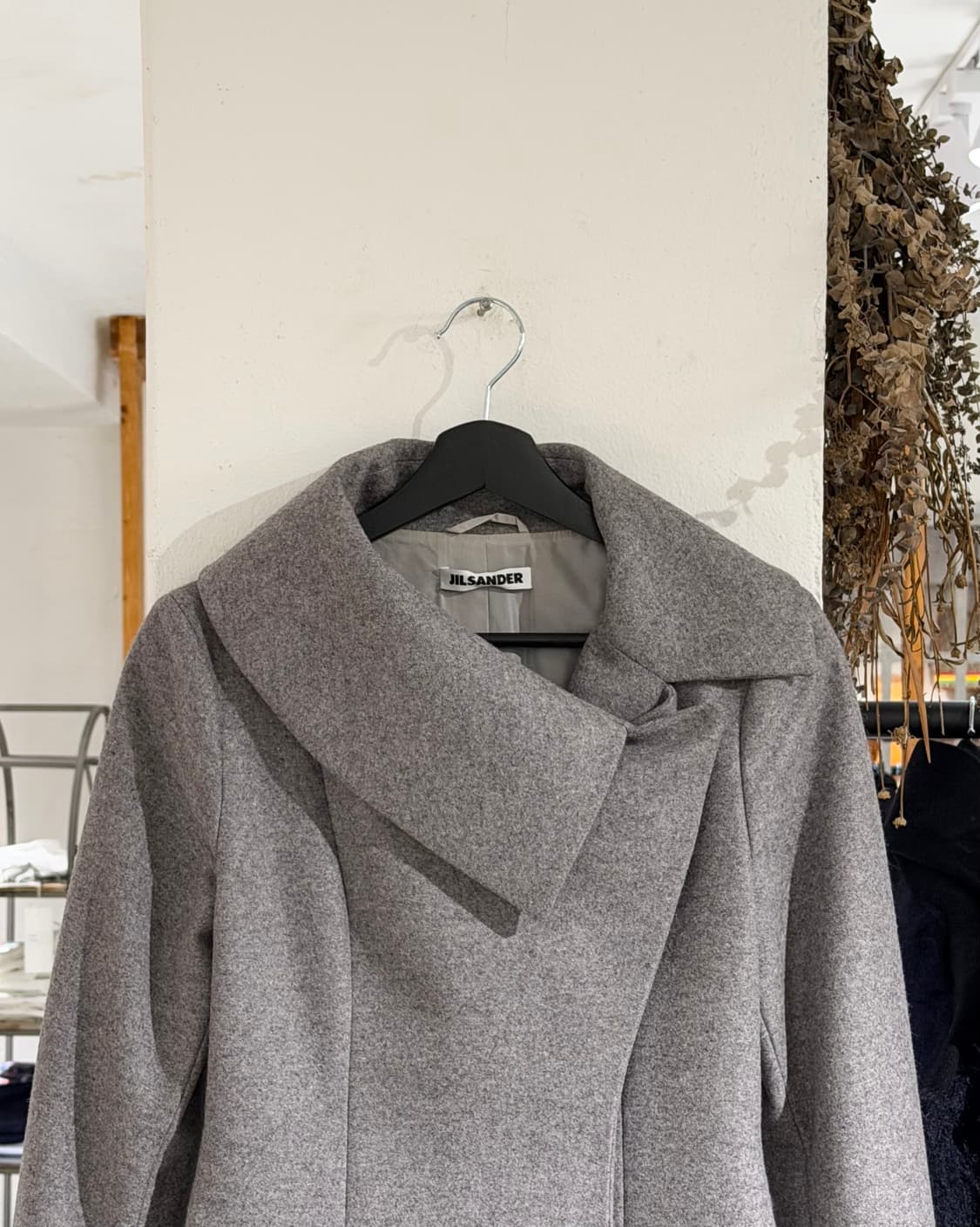 질샌더 그레이 울 언발란스 카라 코트 상품이미지4