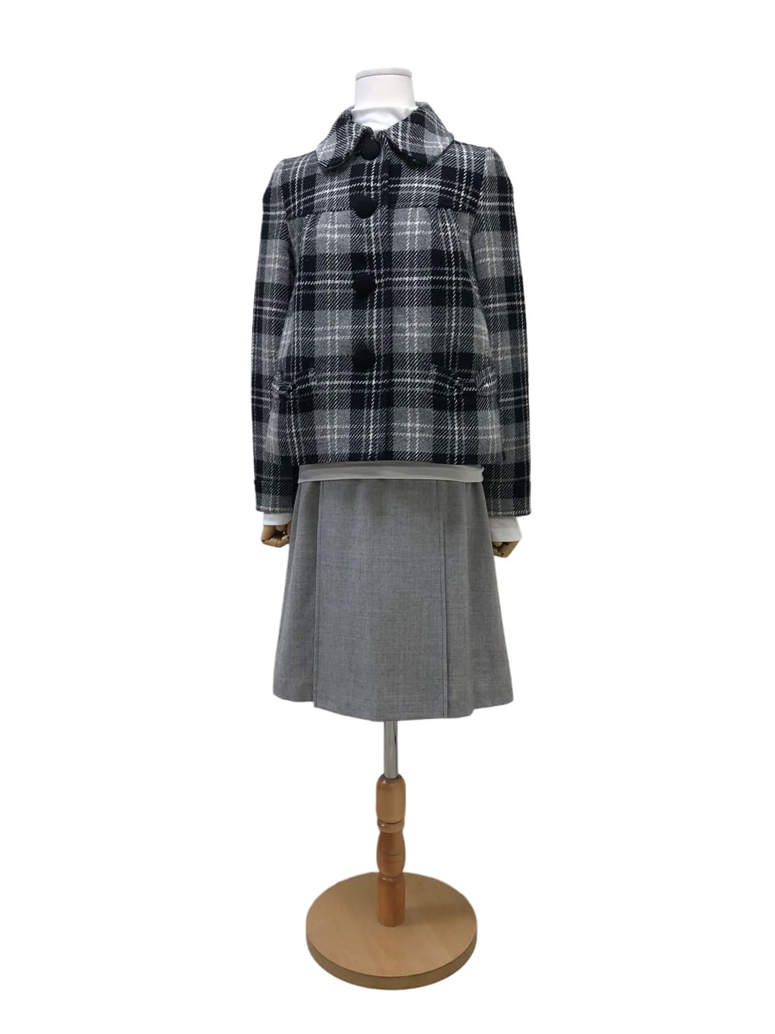 바비 숏 체크 코트 상품이미지2