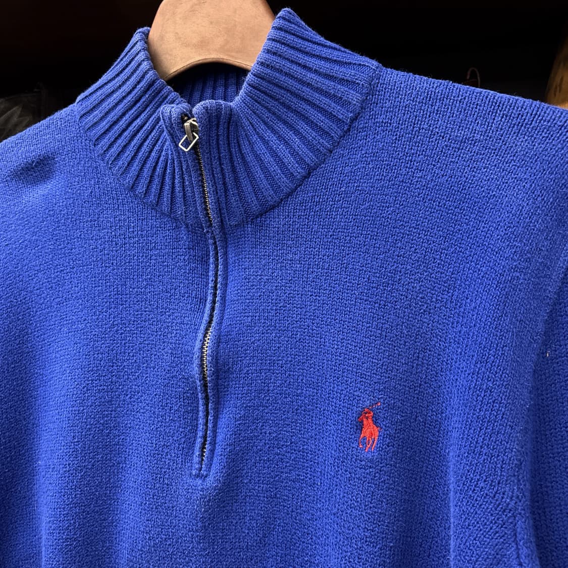 90s 폴로 랄프로렌 청키립 하프집업 니트 스웨터 코발트블루 N989 상품이미지6