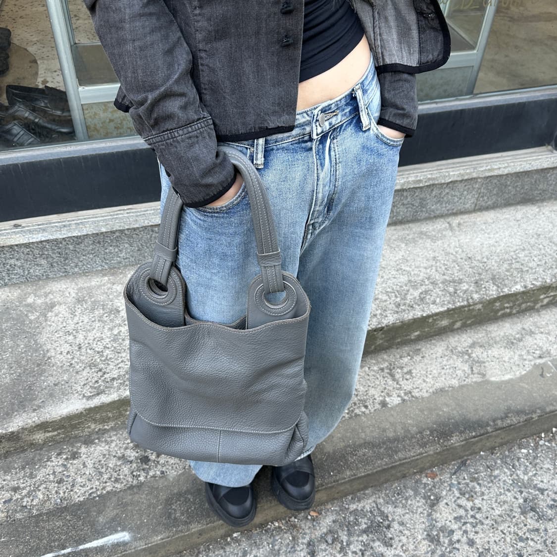 빈티지 라운드 가죽 가방 상품이미지9