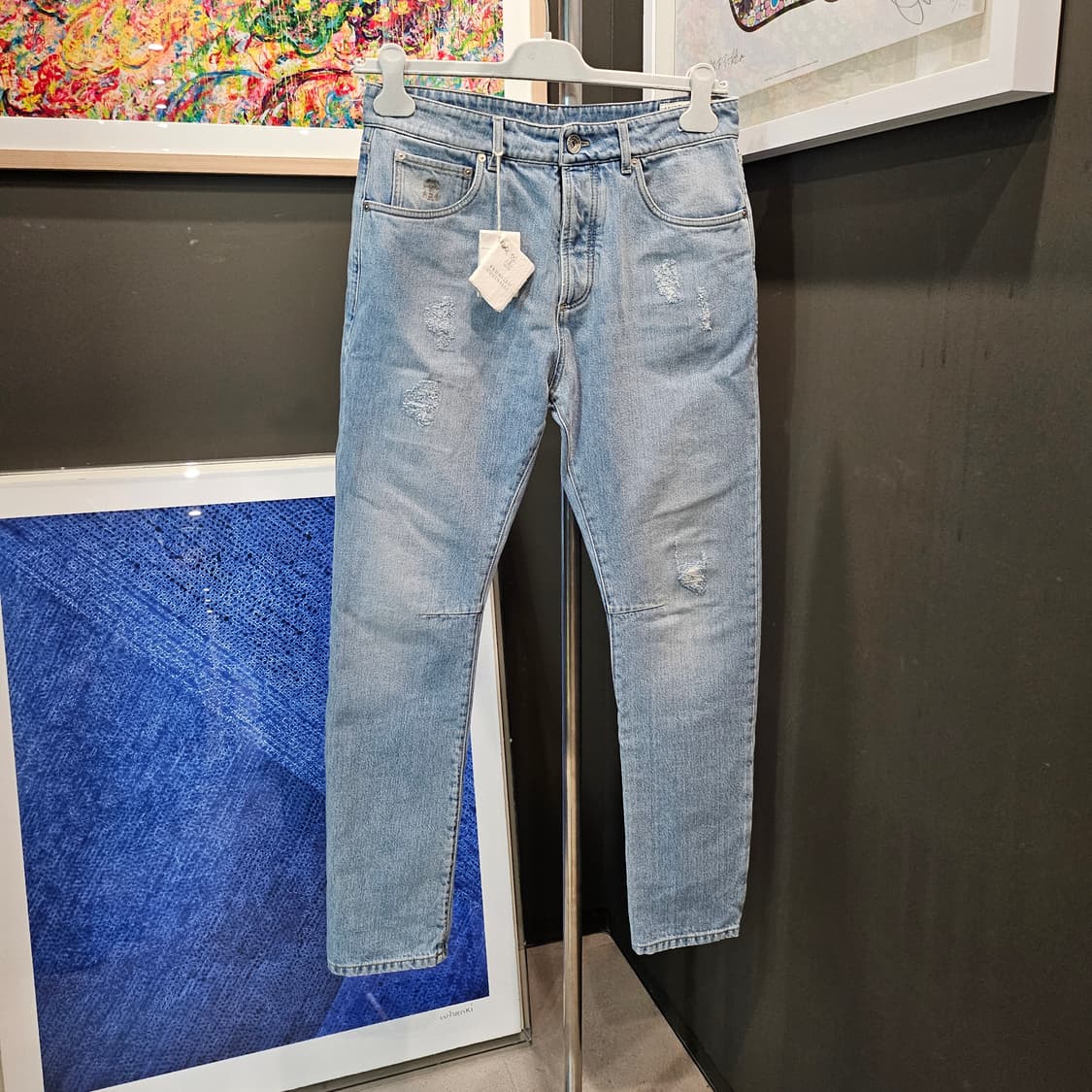 브루넬로 쿠치넬리 디스 자수로고 가죽패치 데님팬츠 상품이미지2