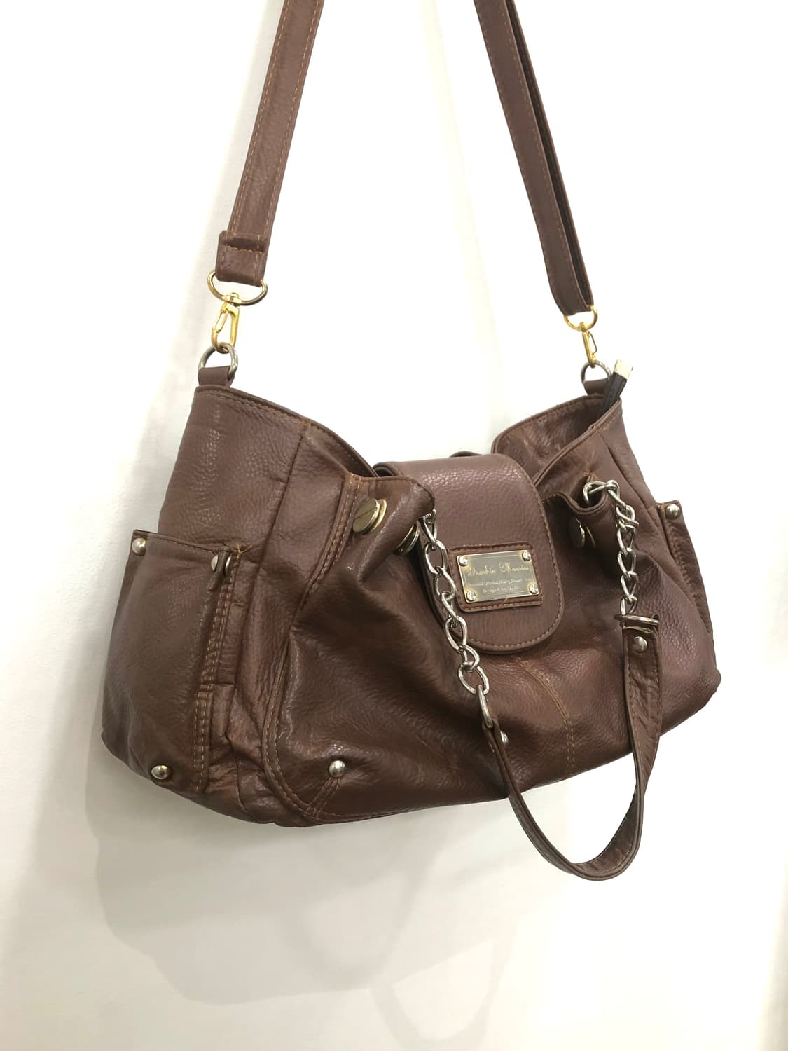 brown three pocket cowhide shoulder bag  상품이미지5