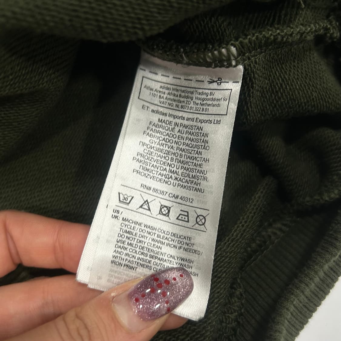 Adidas 아디다스 빅 파이어로고 사이드 포인트 카키 후드티  상품이미지6