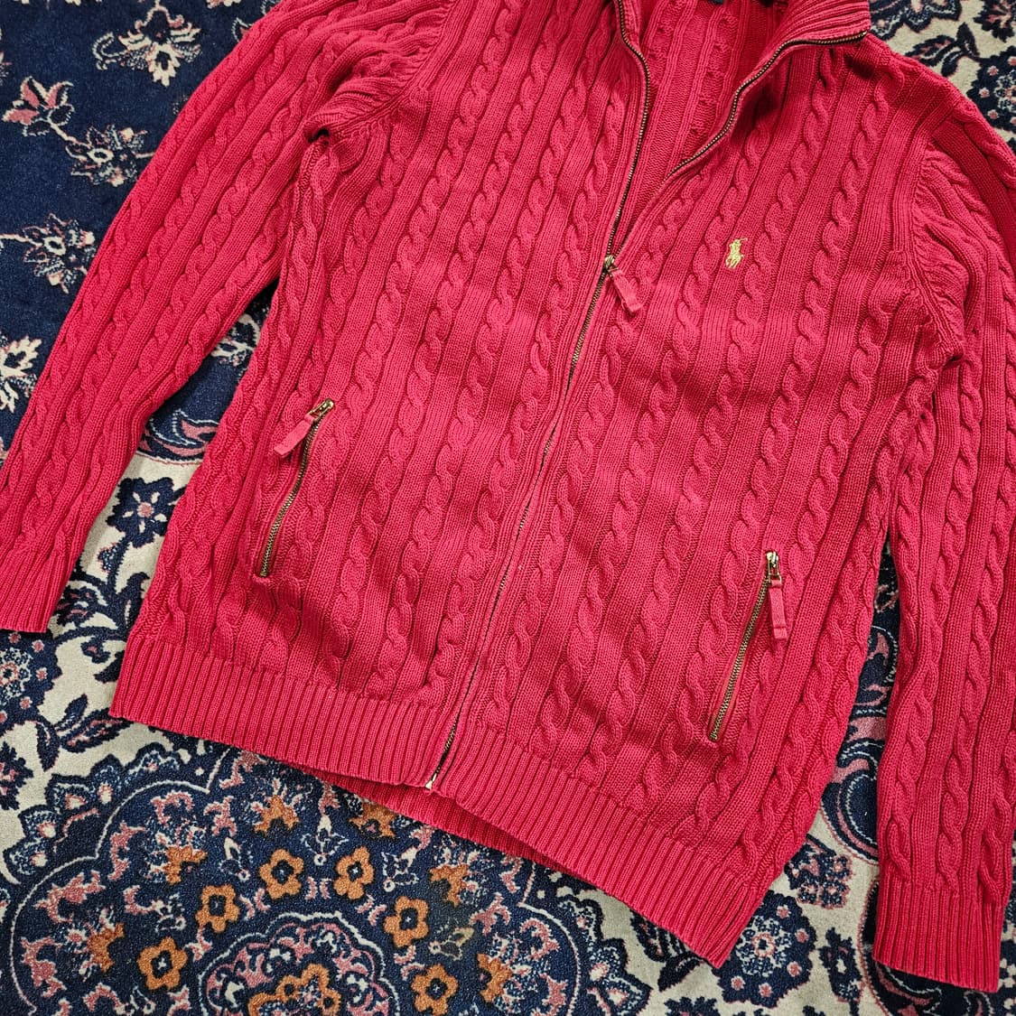 폴로랄프로렌 포니 자수 코튼 꽈베기 집업 가디건 L size 상품이미지4