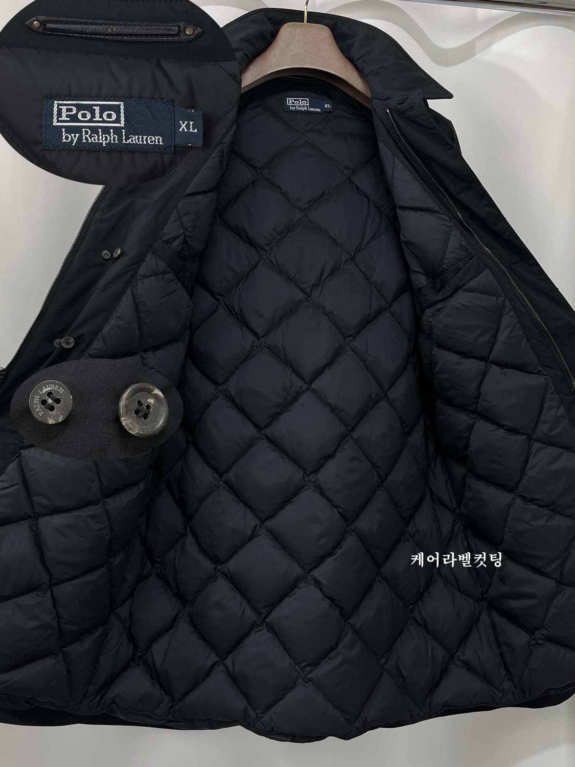 폴로 랄프로렌 카우레더 블랙 발마칸 구스 다운 코트 자켓 상품이미지3