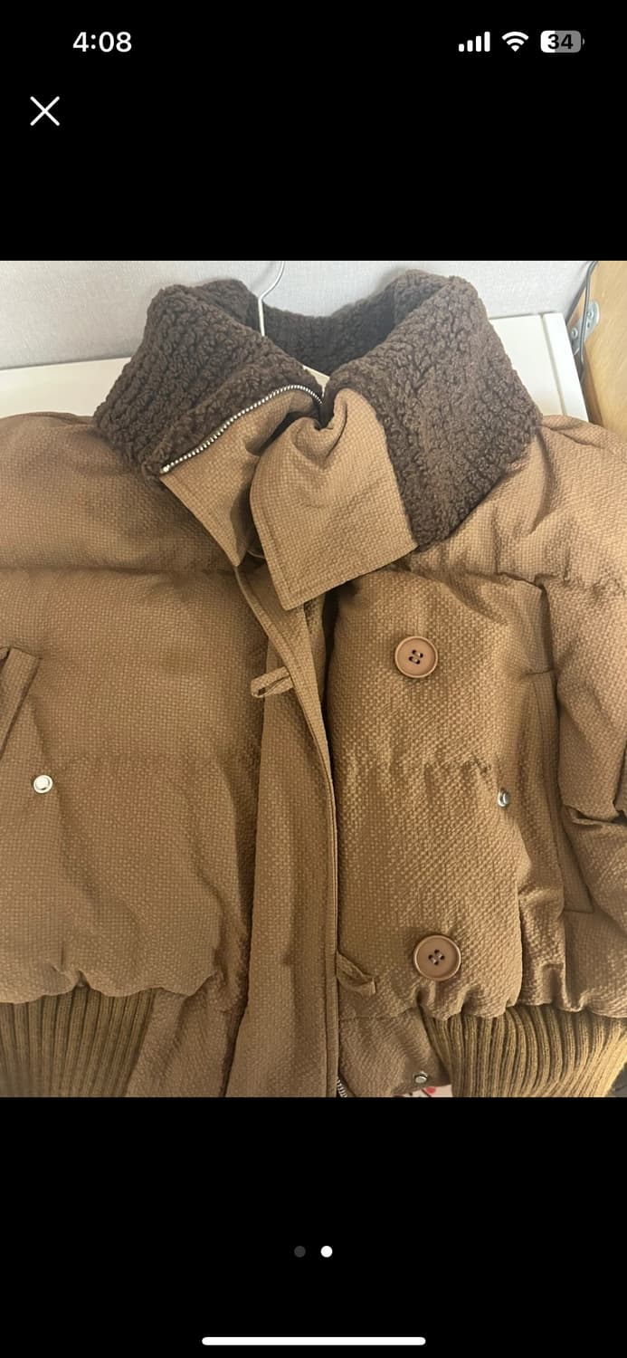 브라운 카라 숏패딩 새거 상품이미지1