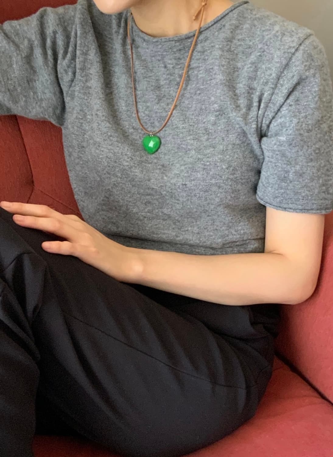 Fall green heart pendant 상품이미지3