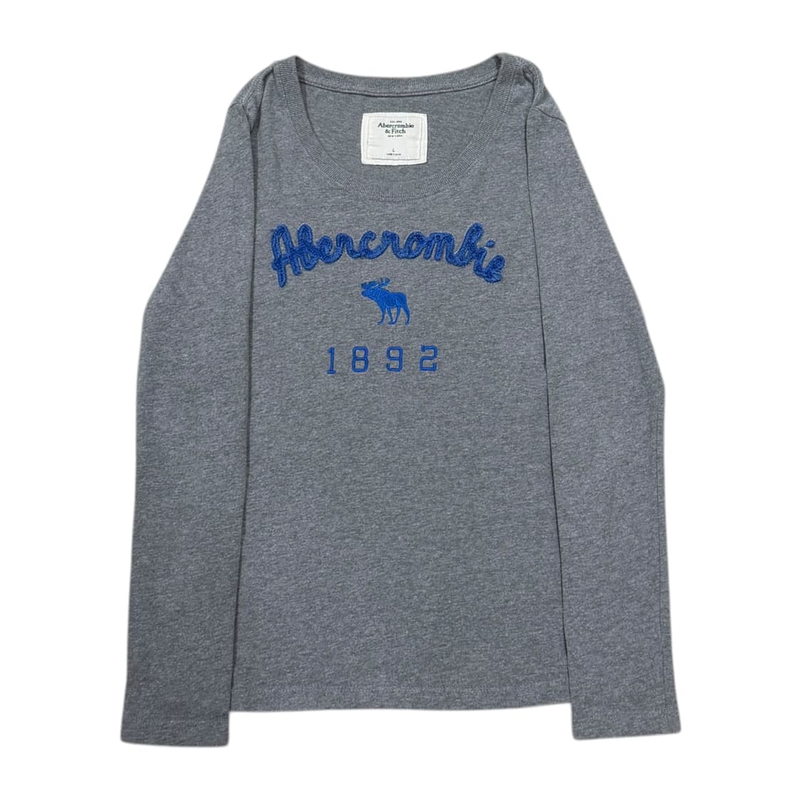 아베크롬비 빈티지 우먼 딱붙핏 스펠로고 그레이 슬리브 긴팔티 L 상품이미지1