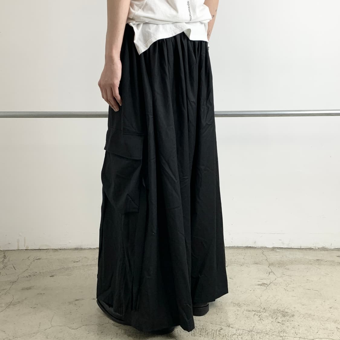 노 아이디 블랙 와이드 변형 스커트 팬츠 상품이미지4