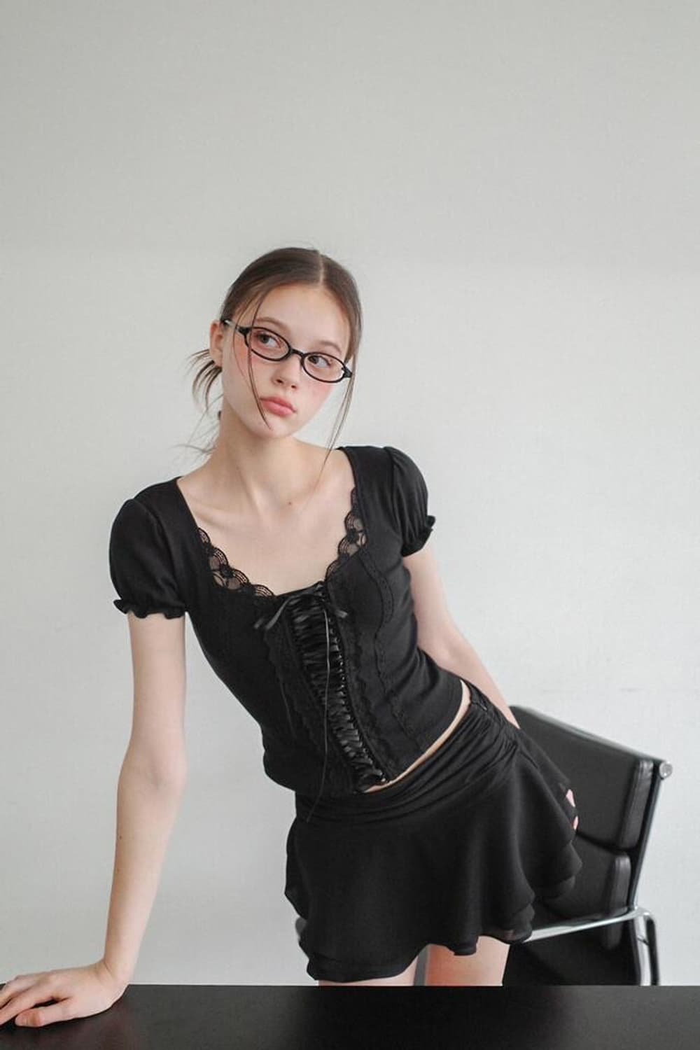 드라이로즈 부케 코르셋 탑 블랙 상품이미지1