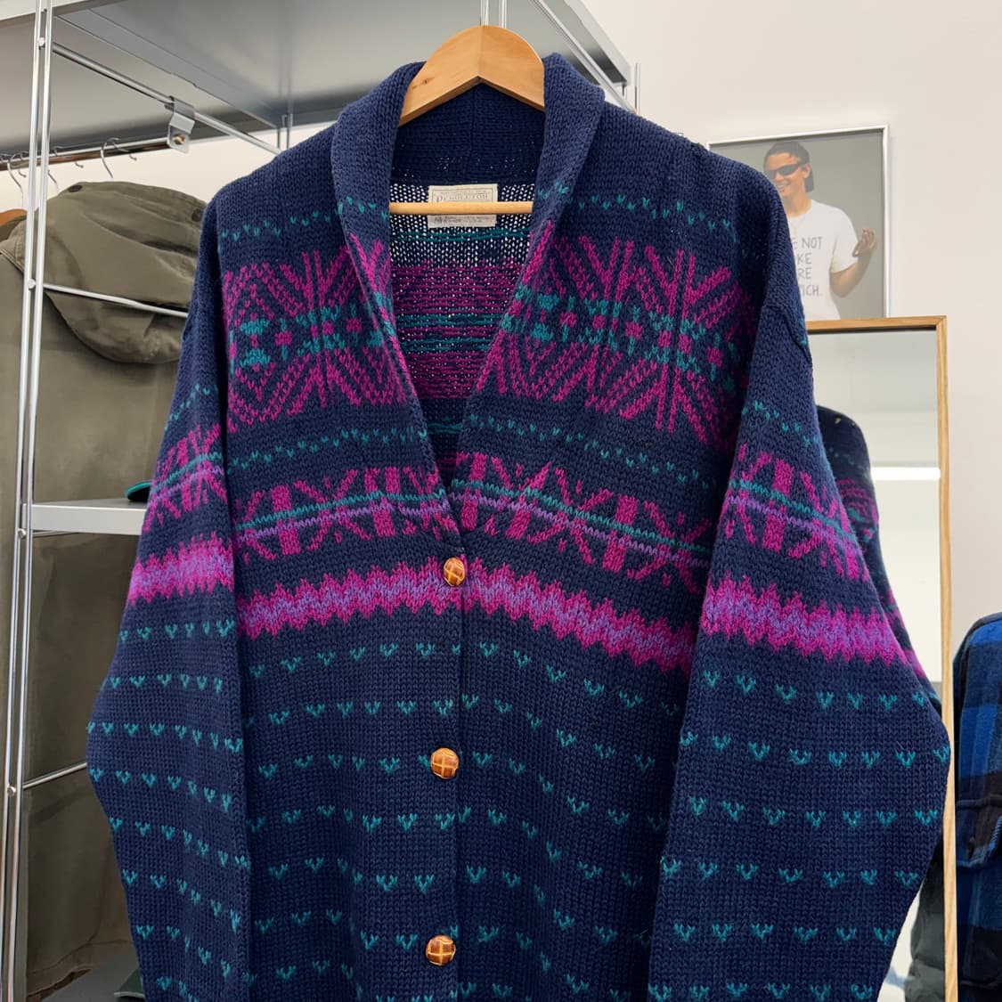 80s 펜들턴 퓨어 버진 울 페어아일 가디건 made in USA (L) 상품이미지2