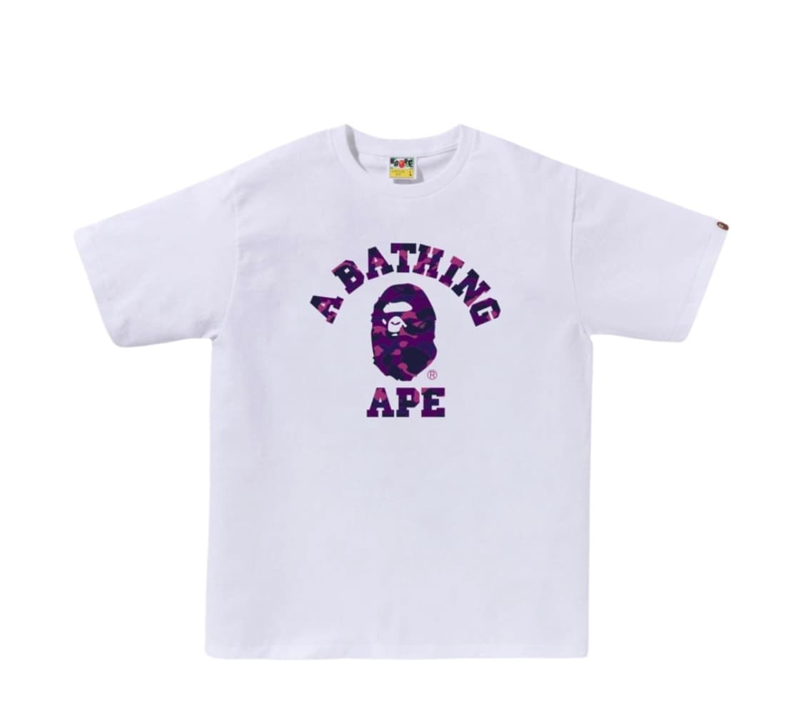 미개봉 새상품 [L] 베이프 컬러 카모 컬리지 티셔츠 화이트 퍼플 판매 상품이미지1