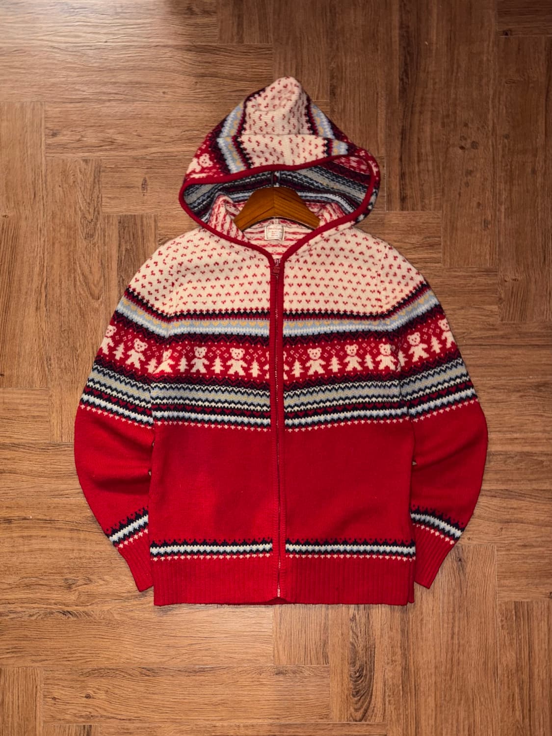 크리스마스 후드 울 니트집업 상품이미지3