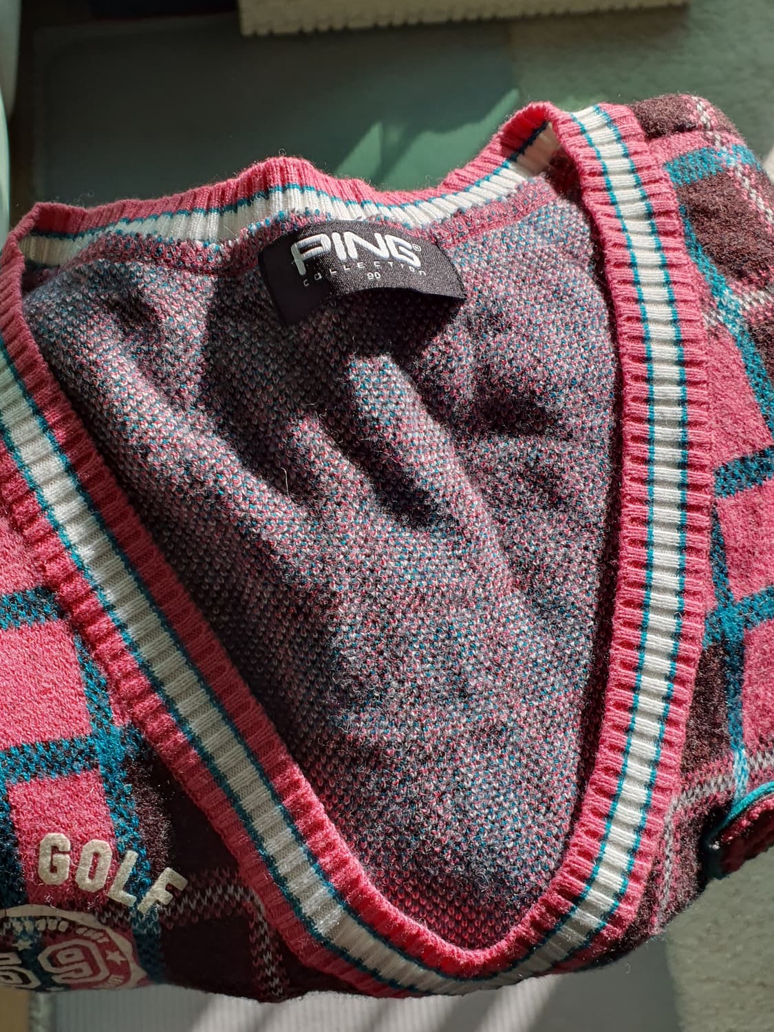 [빈티지] PING 핑크 체크 니트 조끼 하이틴룩 골프웨어 상품이미지4