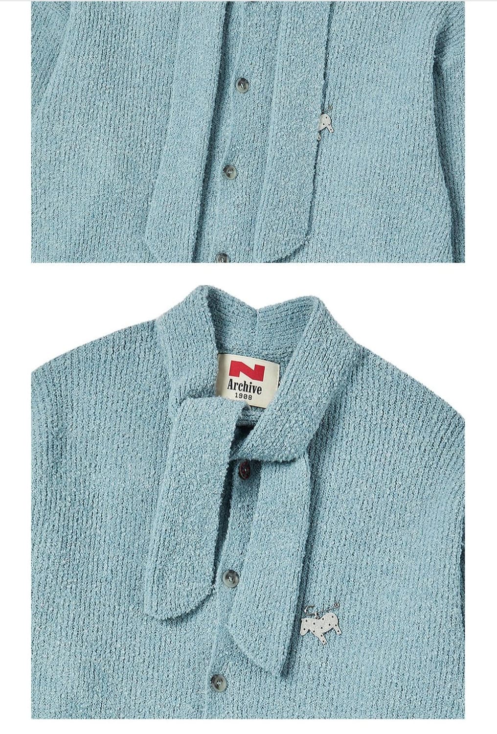 [COLLECTION LINE] 타이 디테일 빈티지 메 달 니트 가디건 상품이미지4
