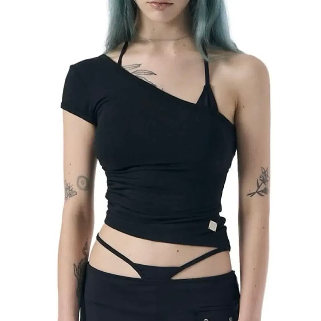 보헤미안서울 보헴서 원숄더 셔링 티 블랙 상품이미지1