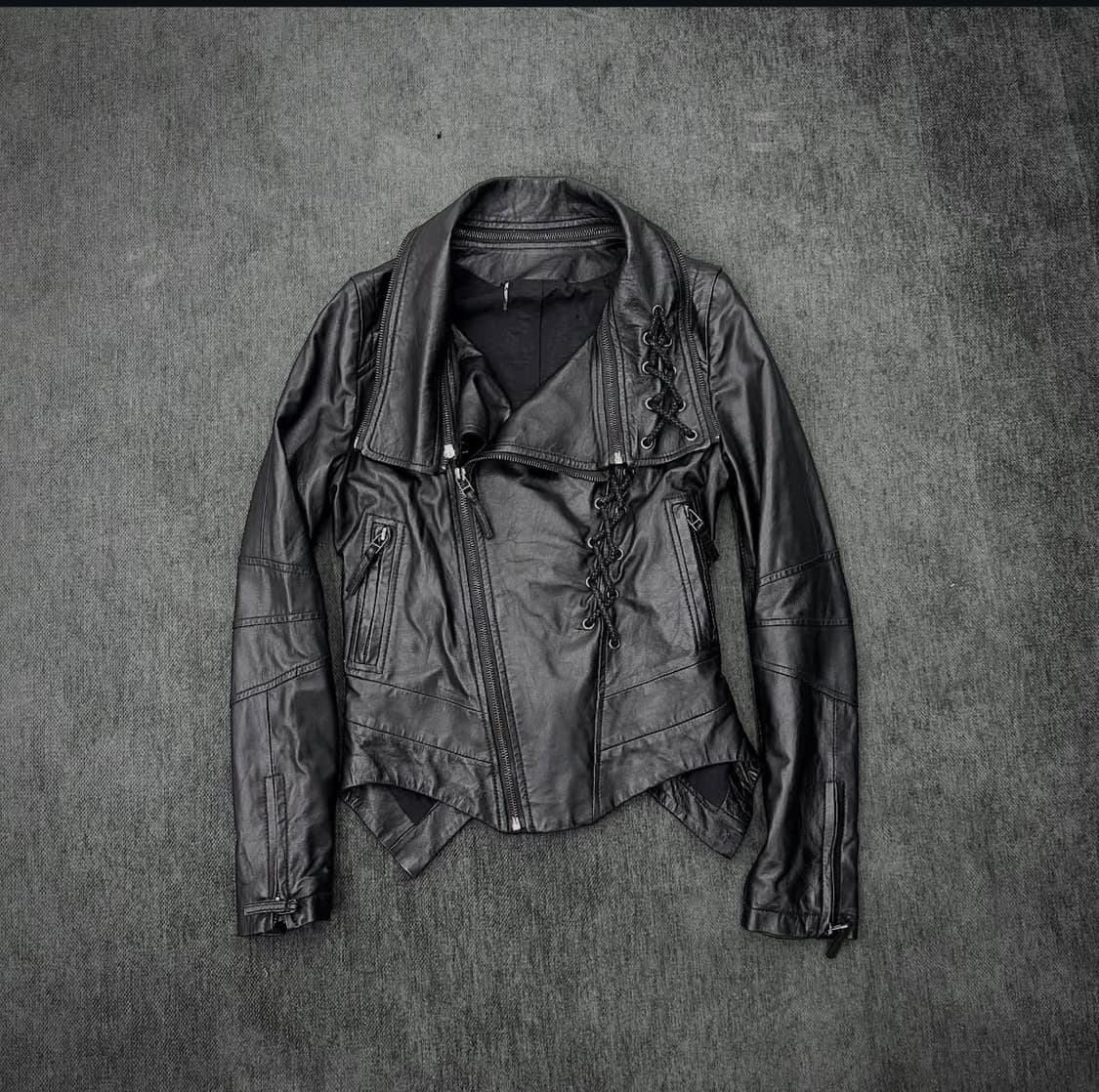 Asymmetry laceup leather jacket 가죽자켓 상품이미지2
